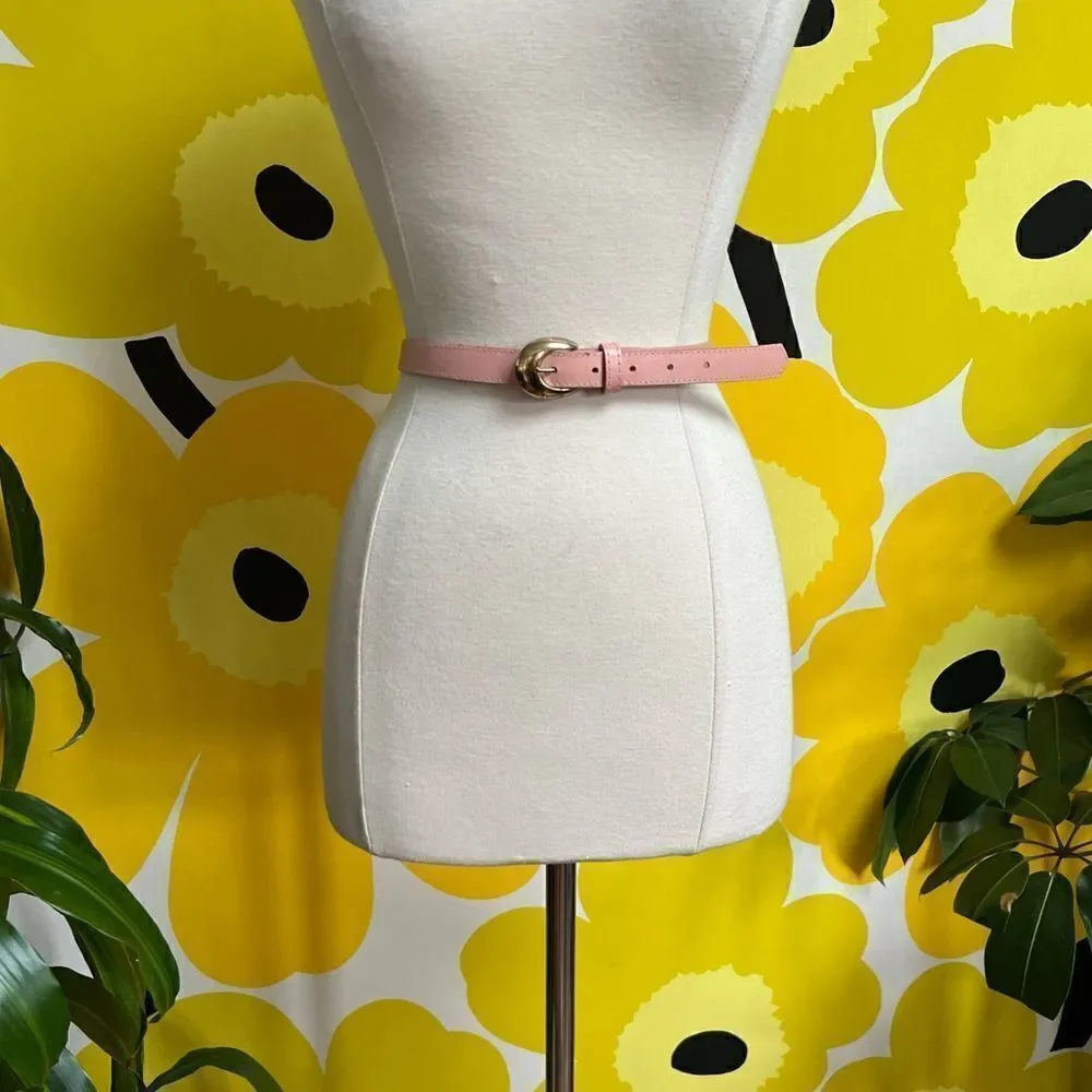 Vintage 1980s Pale Pink Gold Hardware Leather Belt